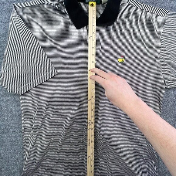 Masters Collection Black & White Striped Shirt Mens Large Golf Polo Short Sleeve - Picture 14 of 16